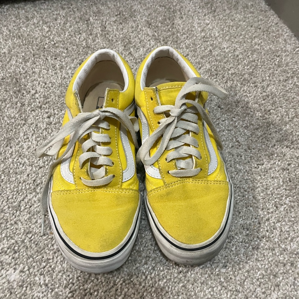 Yellow and White Vans Old Skool Sneakers